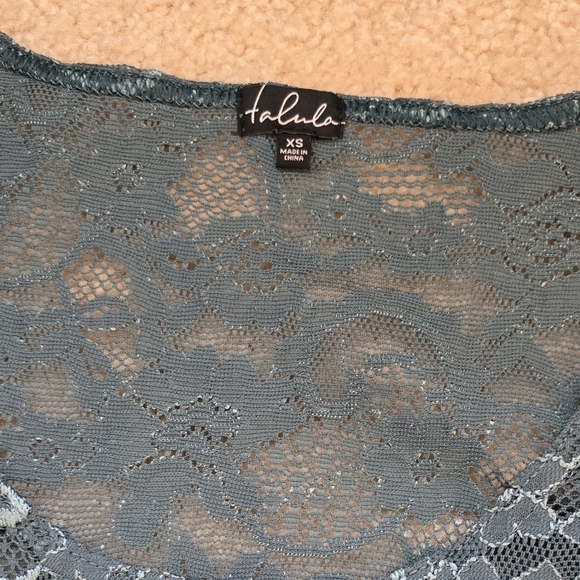 Talula “Clarendon” Teal Blue Lace Long Sleeve Dress/Tunic/Sheer/ Feminine - Picture 5 of 10